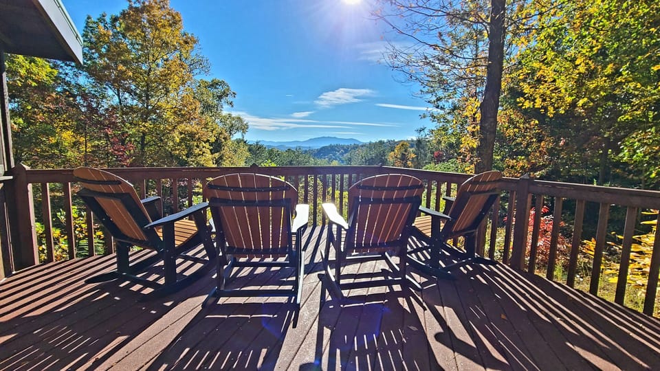 Enjoy the views of Mount LeConte from one of our 4 brand new poly rocking chairs