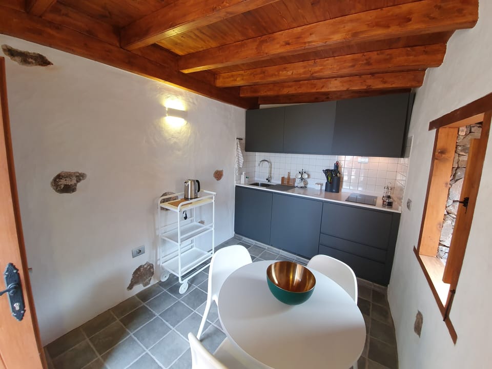 House, 1 Bedroom (Cueva de Guanarteme) | Private kitchen | Coffee/tea maker, full-size fridge, microwave, stovetop