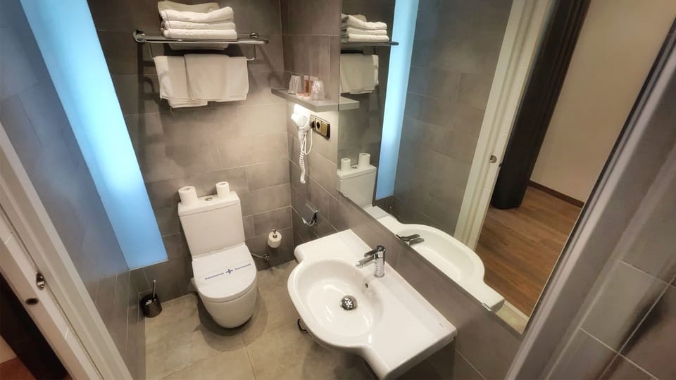 Twin Room | Bathroom | Shower, free toiletries, hair dryer, towels