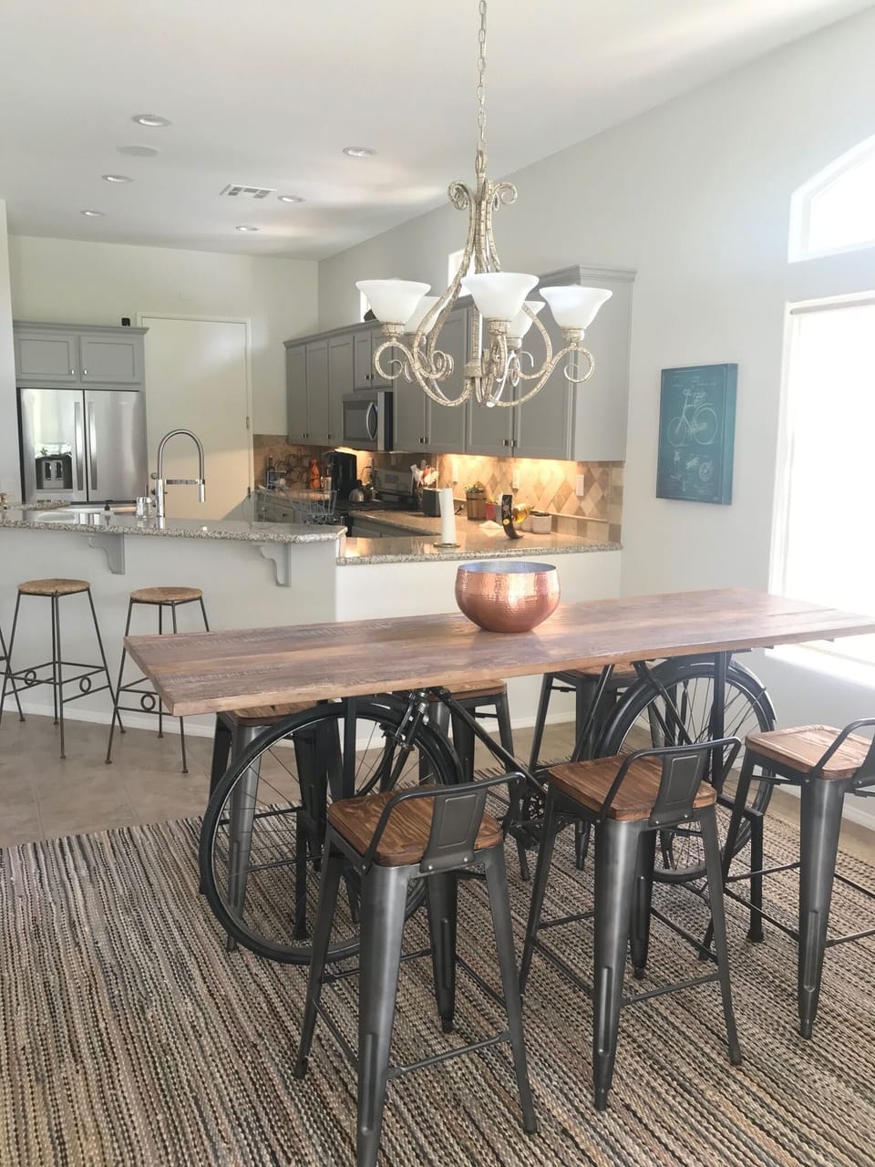 Table and kitchen