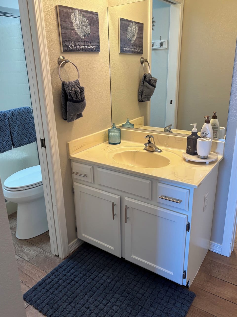 Primary bathroom with a step-in shower.