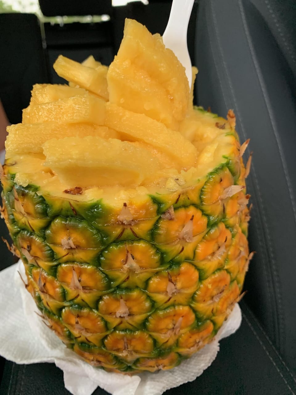 Pineapple stand near condo. They make fresh cut, or PinaColada in the pineapple,