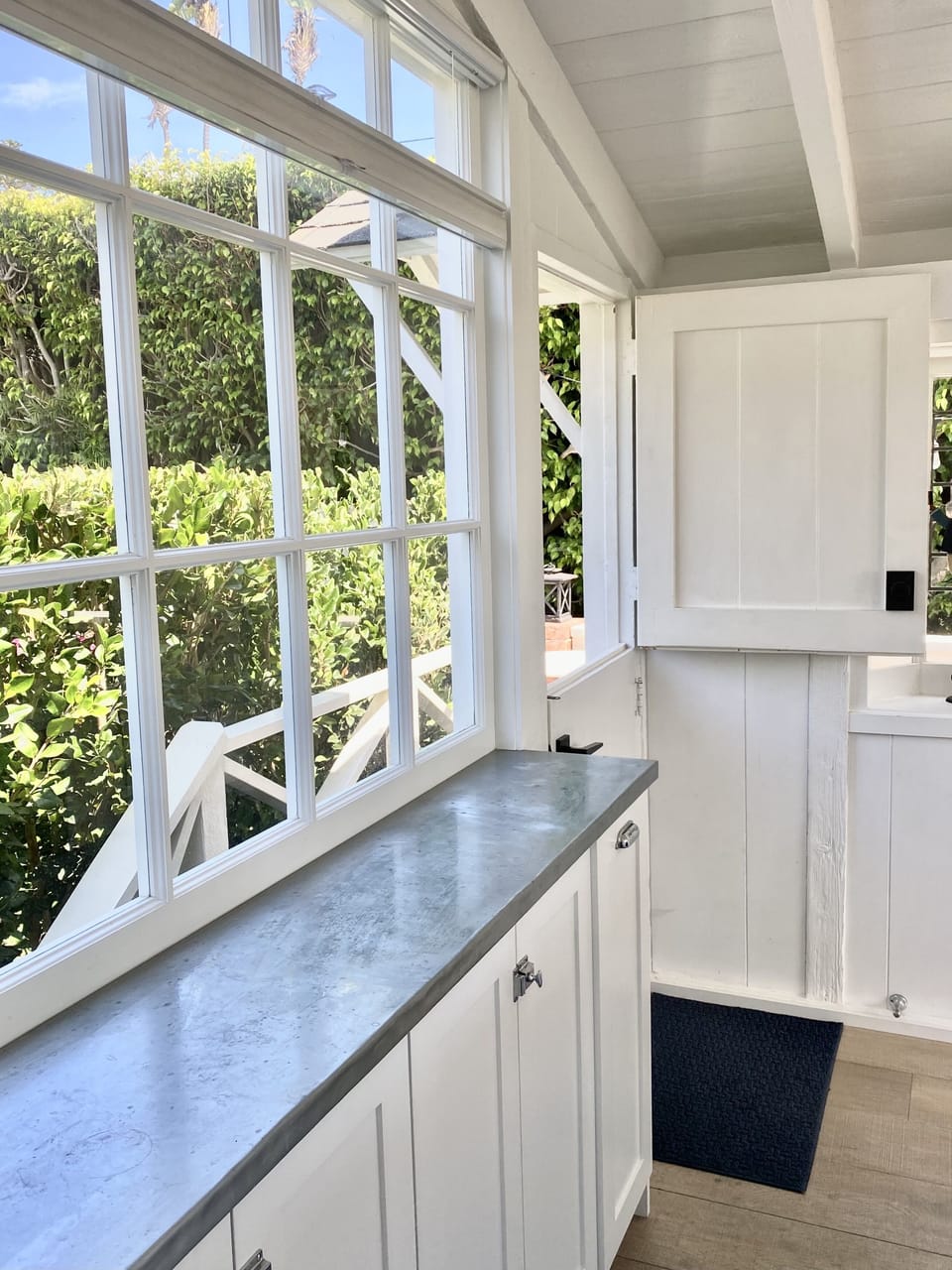 Zinc countertop with ample kitchen storage