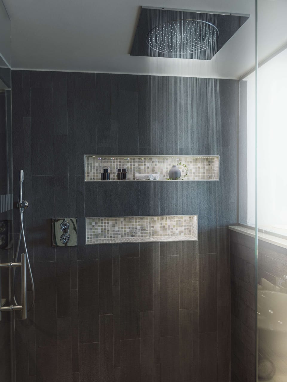 Shower, eco-friendly toiletries, hair dryer, towels