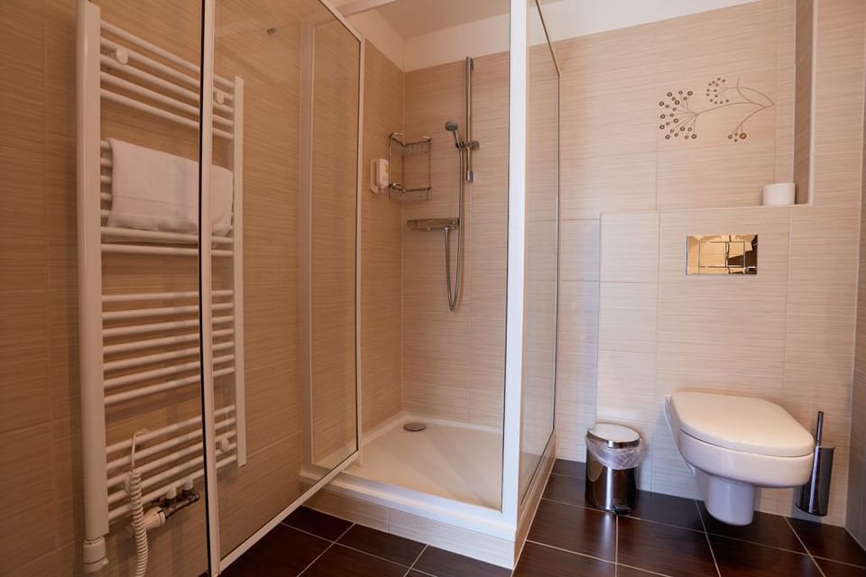 Free toiletries, hair dryer, bathrobes, towels