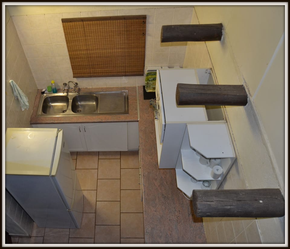 Fridge, microwave, stovetop, cookware/dishes/utensils