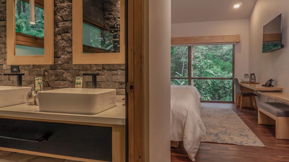 Luxury Villa, 2 Bedrooms, Hot Tub, Mountain View | Bathroom | Shower, rainfall showerhead, free toiletries, hair dryer