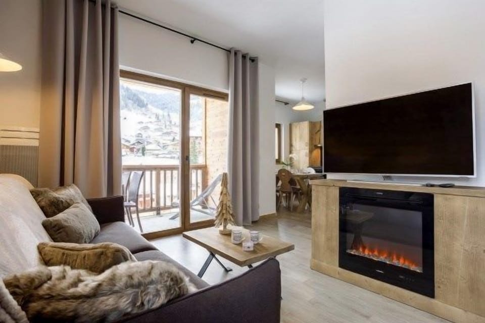 Kick back your feet and relax in the cozy living area.