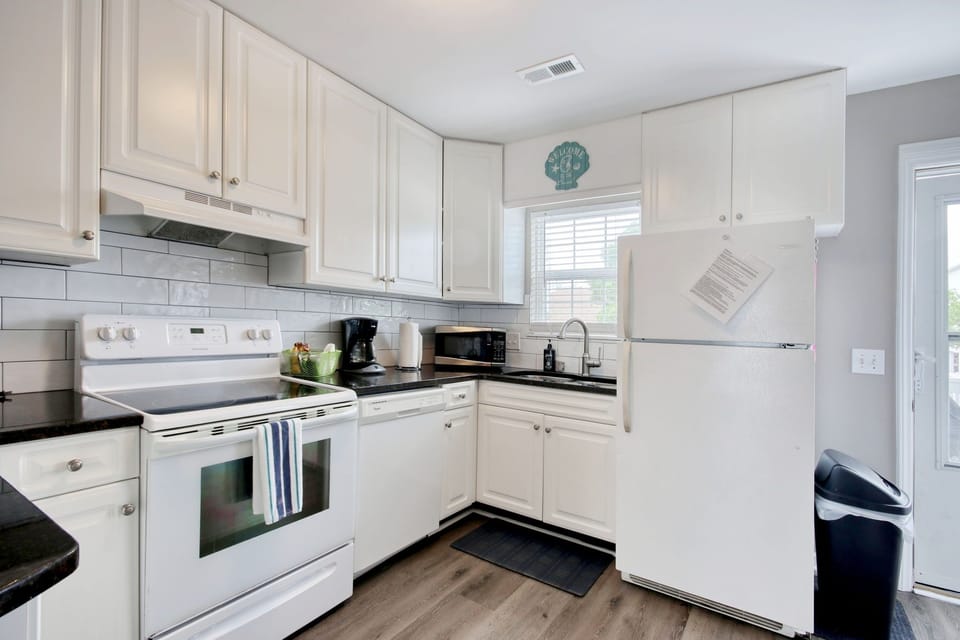 Fully stocked kitchen.
