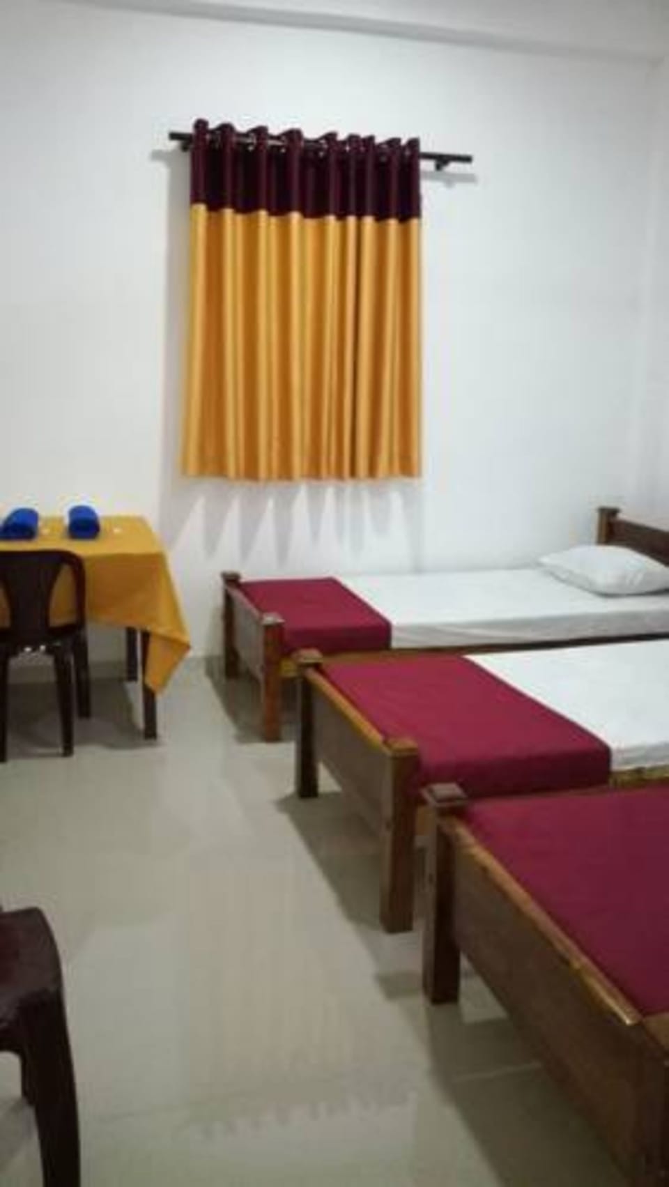 Blackout drapes, iron/ironing board, bed sheets