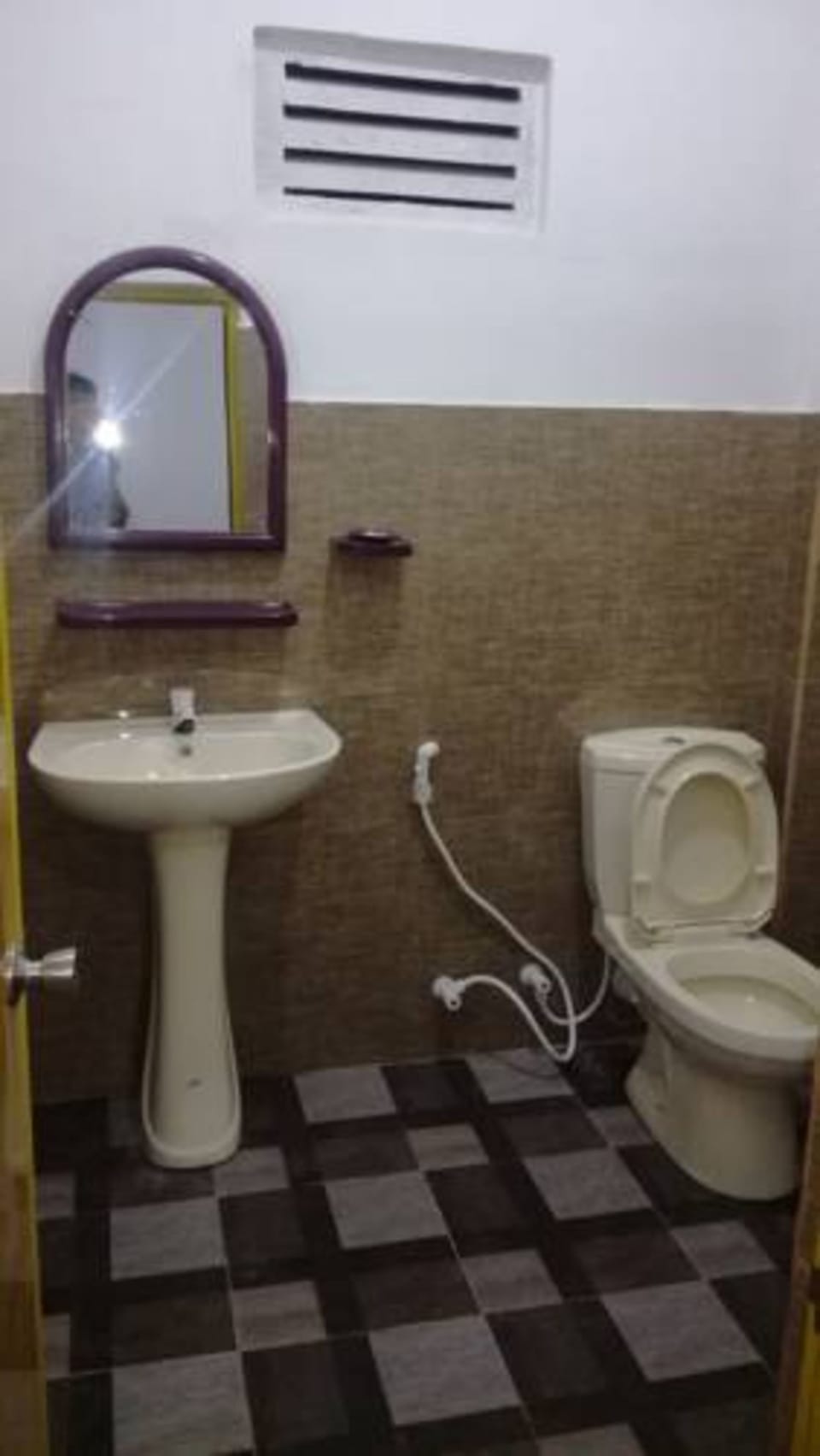 Shower, free toiletries, slippers, towels