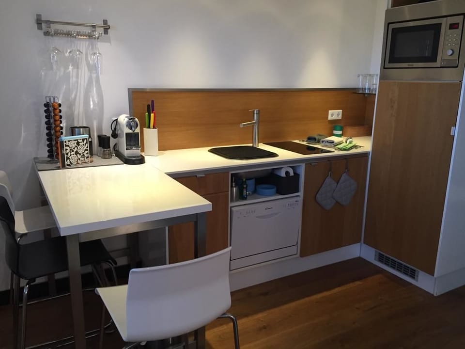 Comfort-Apartment (on top of the rate cleaning Fee 60 EUR) | Private kitchen | Full-size fridge, microwave, oven, stovetop