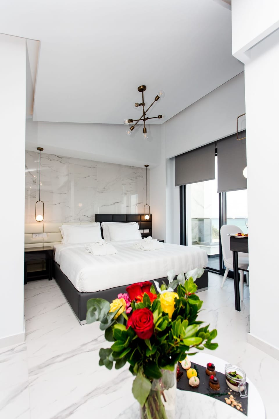 Premium bedding, down comforters, free minibar, in-room safe