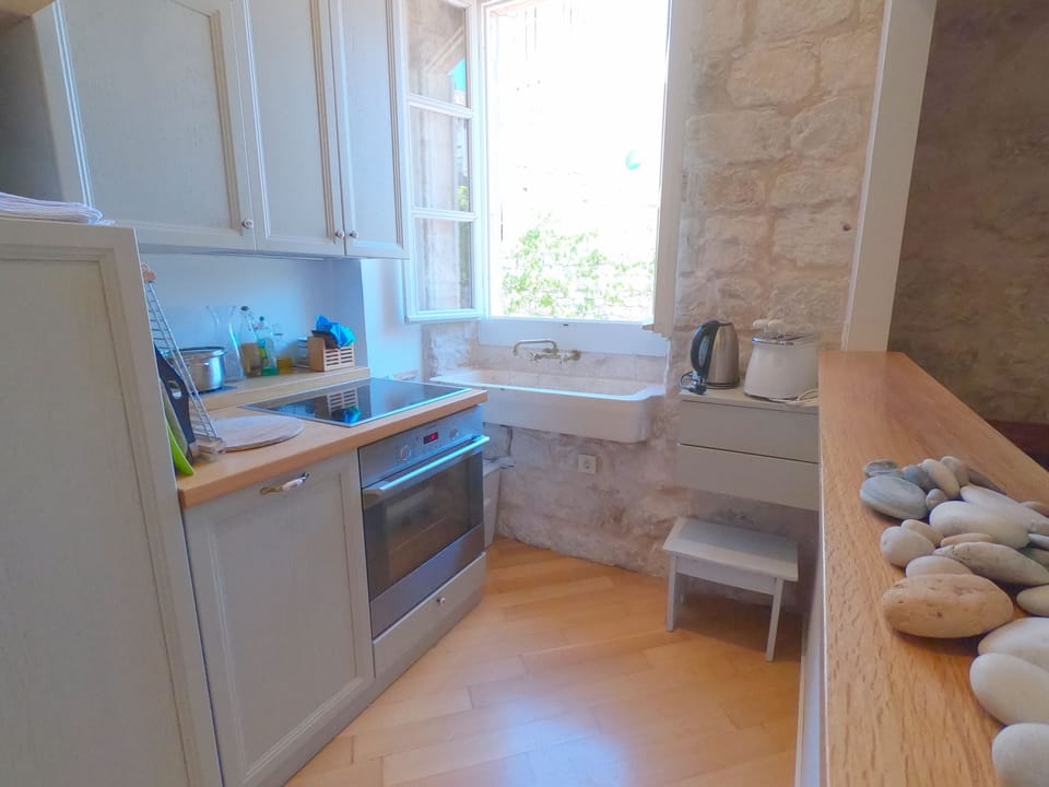 Apartment | Private kitchen | Fridge, microwave, oven, stovetop
