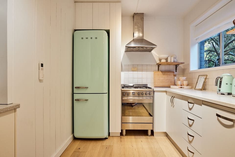 Sunset Loft | Private kitchen | Fridge, shared microwave, electric kettle, toaster