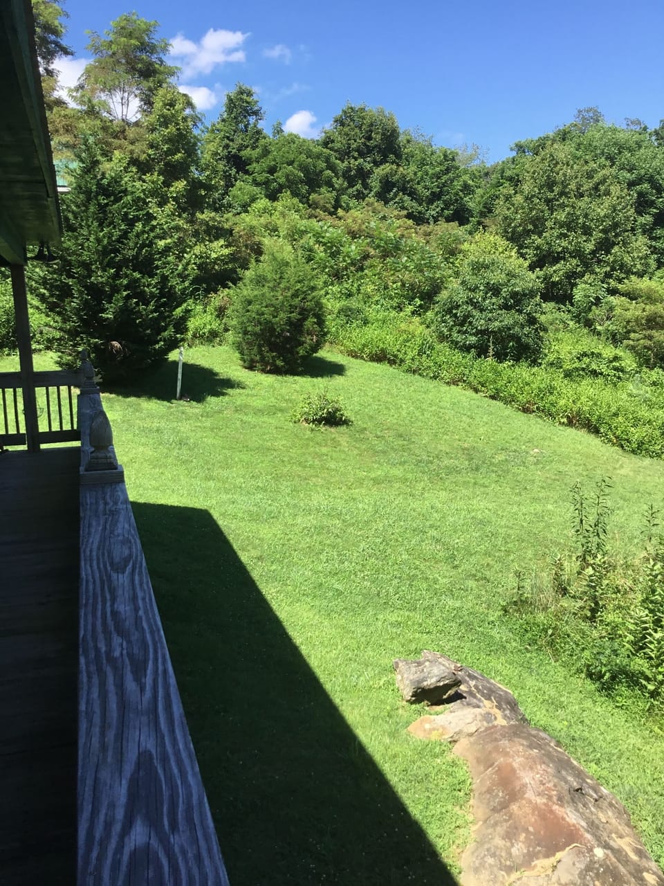 View part of yard from covered deck
