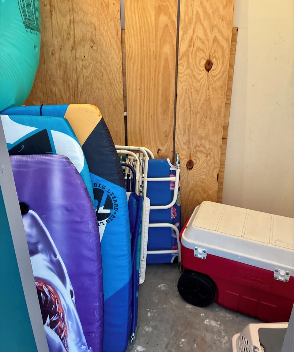 Outdoor closet with beach equipment for your use