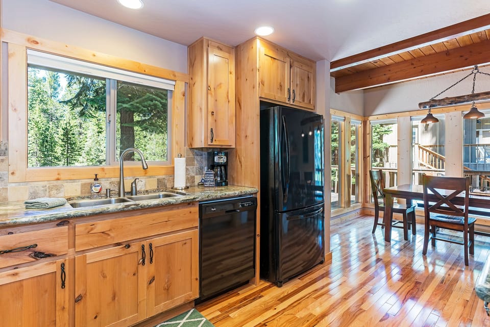 Open kitchen with granite counter tops