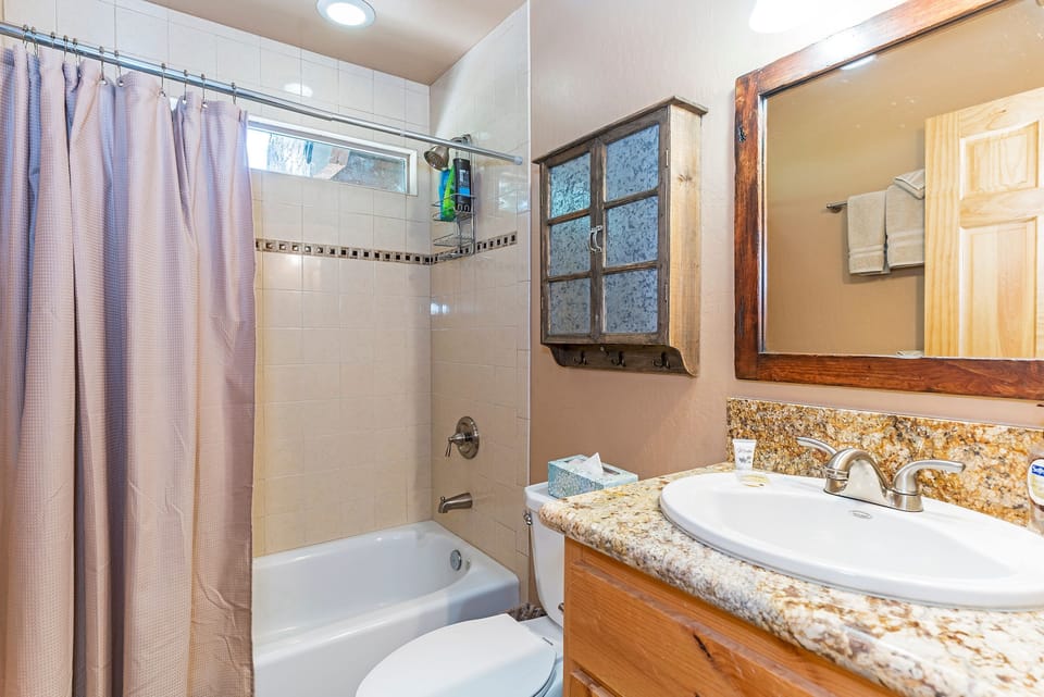 Shared bath with bathtub and shower combo - downstairs