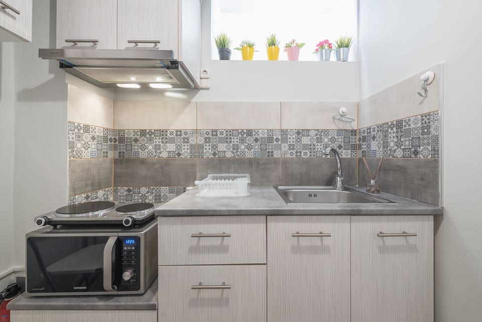 Basic Apartment | Private kitchen | Fridge, microwave, stovetop, espresso maker