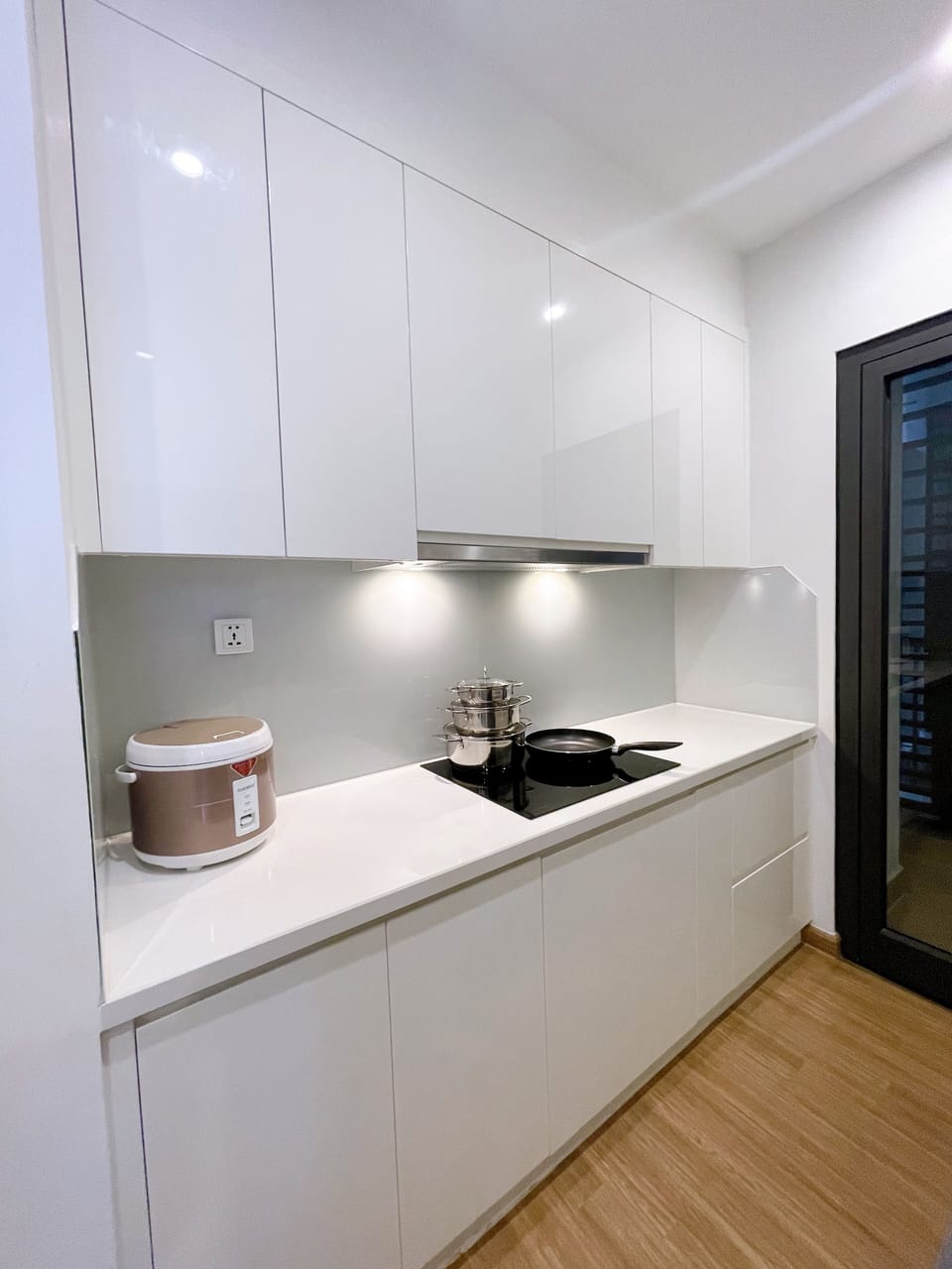 Deluxe Apartment | Private kitchen | Fridge, microwave, stovetop, electric kettle