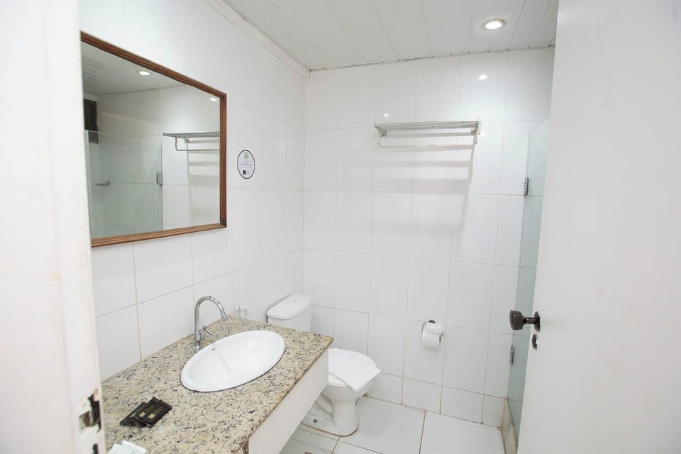 Shower, towels, soap, toilet paper