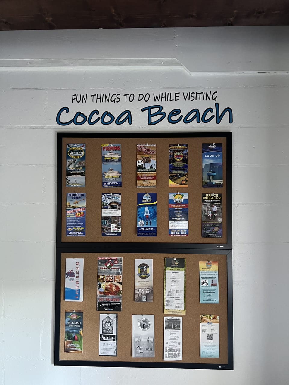 Our “Fun Things To Do While
Visiting Cocoa Beach Wall” Always open for ideas!