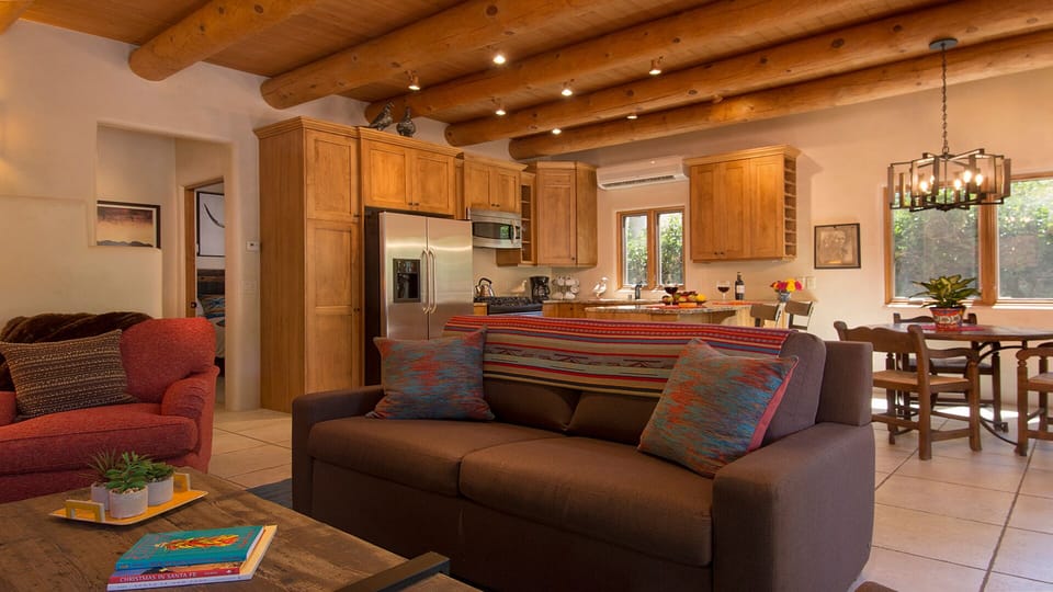 Open concept living room with a pull-out memory foam bed