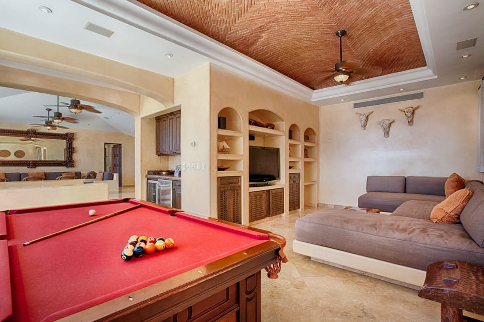 Game room with billiard table