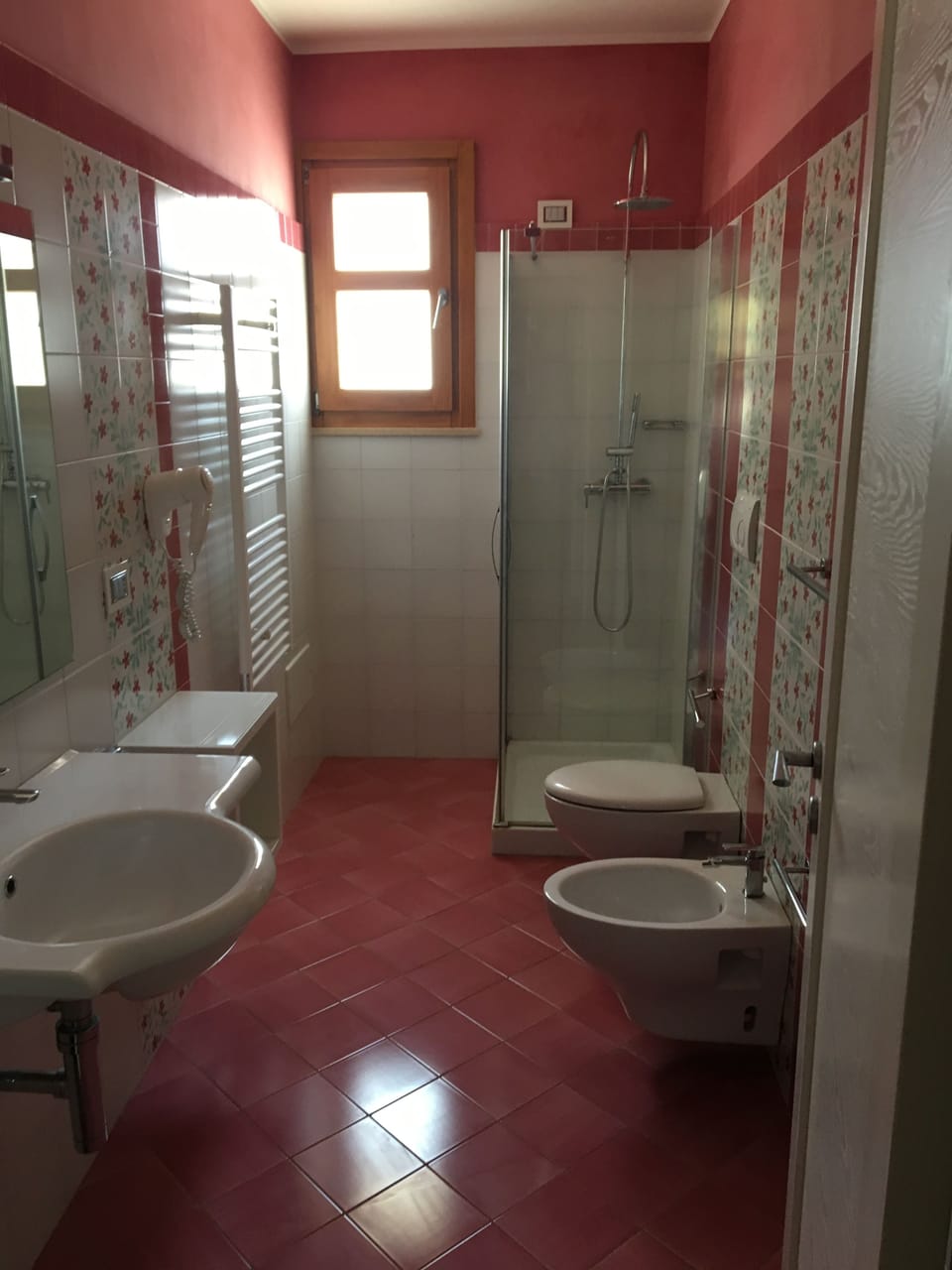 Shower, rainfall showerhead, hair dryer, bidet