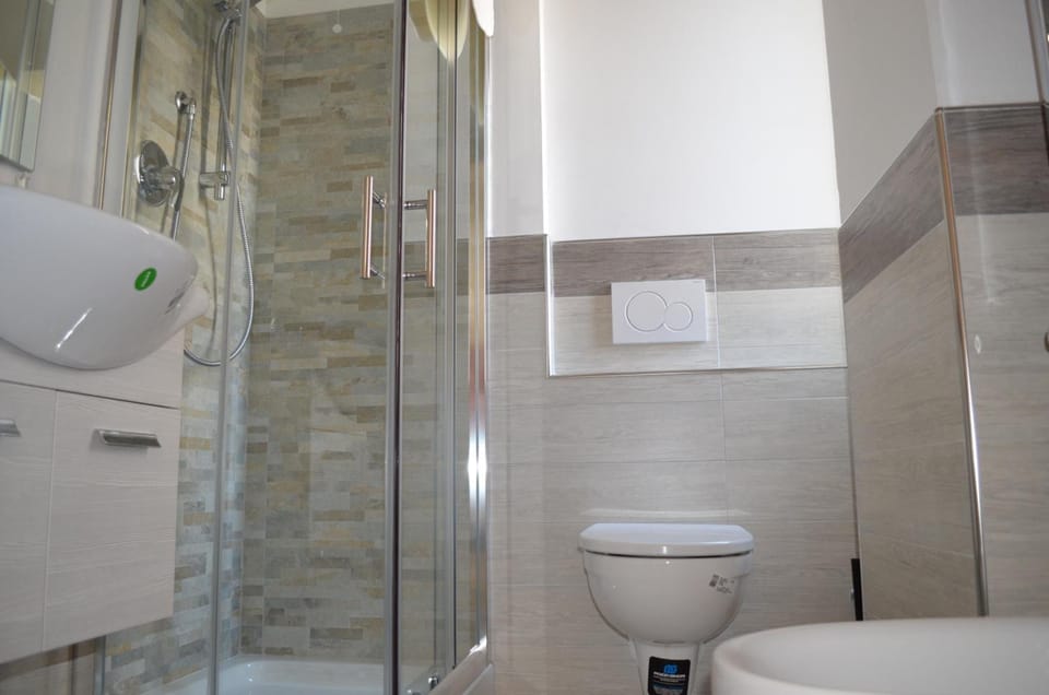 Shower, free toiletries, hair dryer, bidet