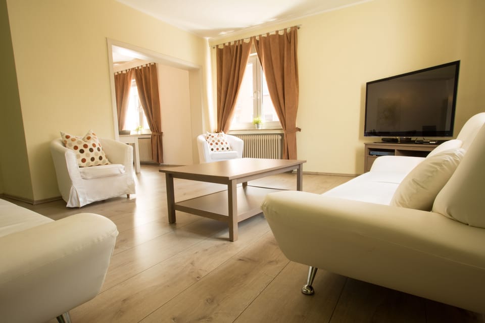 Luxury Apartment, 2 Bedrooms, Kitchen | Living area | 25-inch TV with cable channels