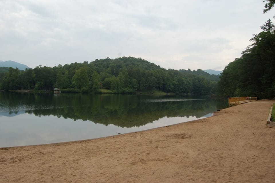 Riverbend community beach on Mirror Lake