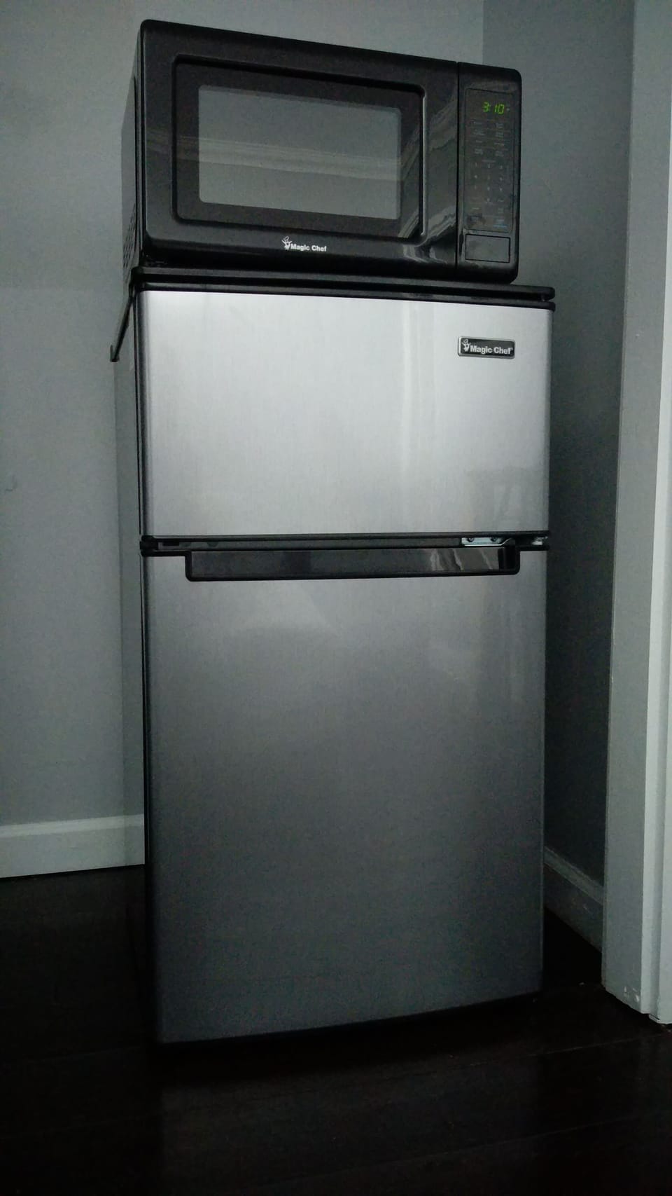 Microwave and refrigerator. 