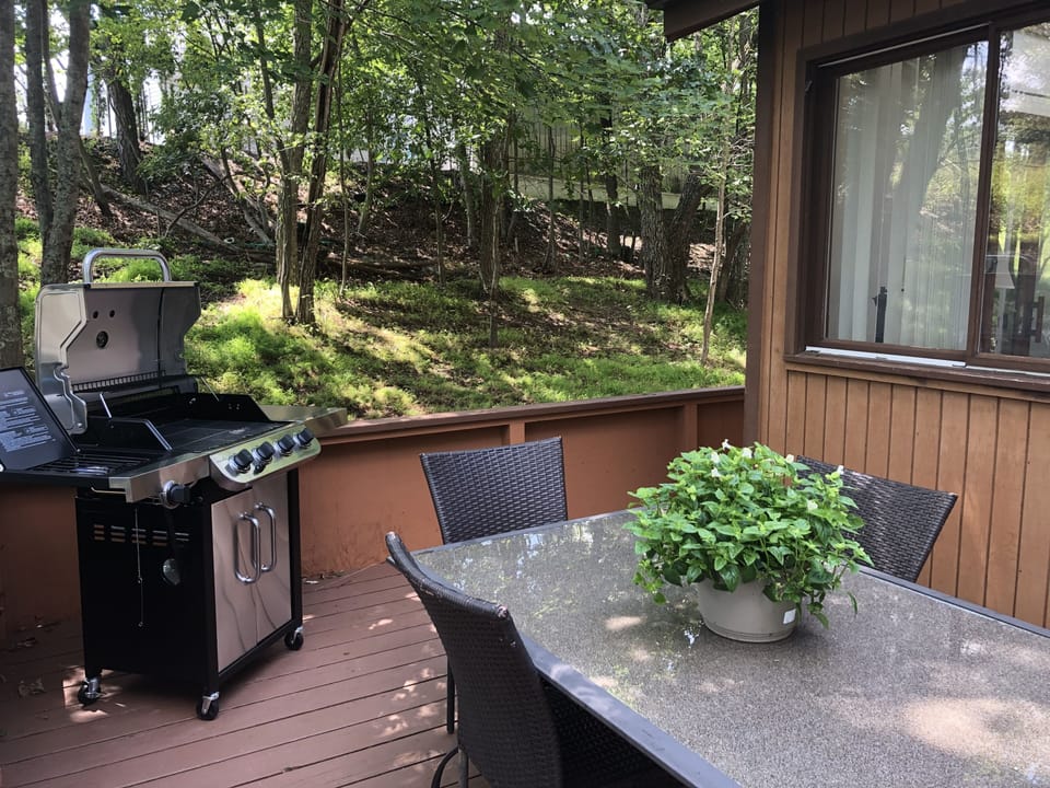 Patio deck with grill and dining area