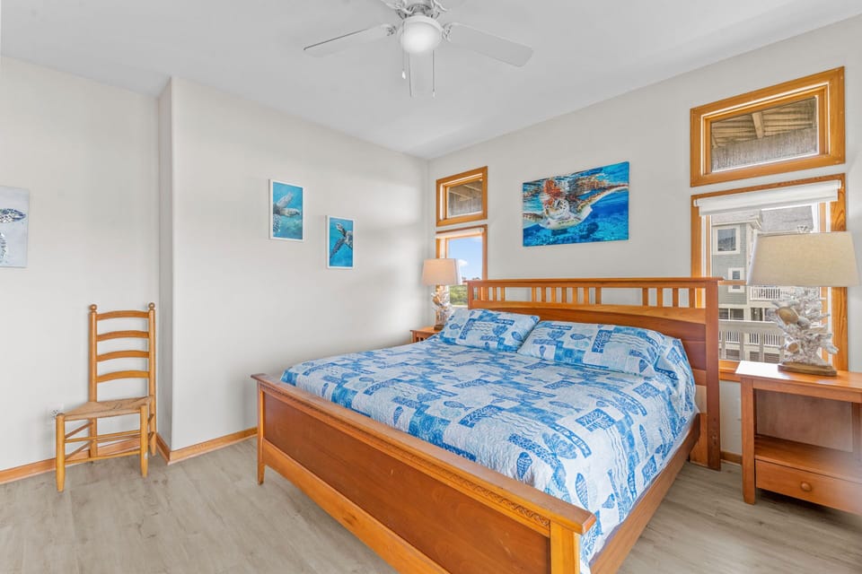 This king master bedroom shares the second level with 3 other king masters and a laundry area.