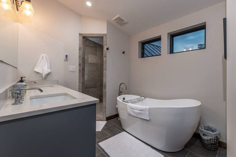 Master bathroom with large soaker tub