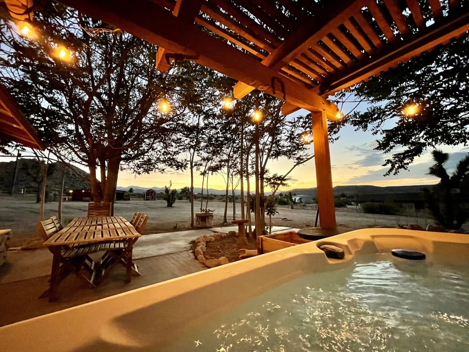 Our fave mood is a sunset view of the Star Barn while soaking in the hot tub.