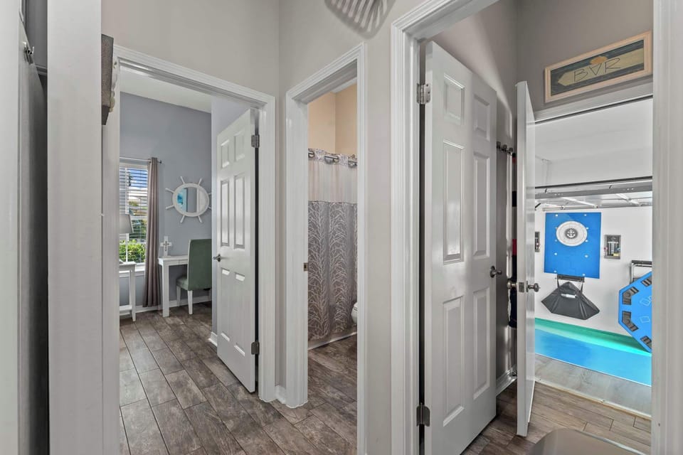 Just past the kitchen, you'll find Bedroom 1.
