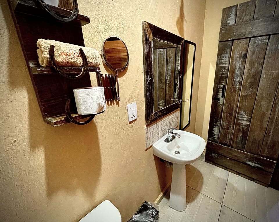 Shower, towels, soap, shampoo