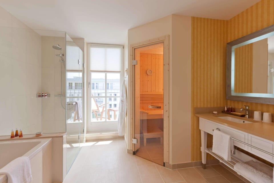 Free toiletries, hair dryer, bathrobes, slippers