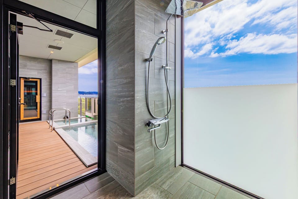 Special Room (With open-air bath)(With Sauna)(Non-smoking) | Bathroom | Free toiletries, hair dryer, slippers, electronic bidet