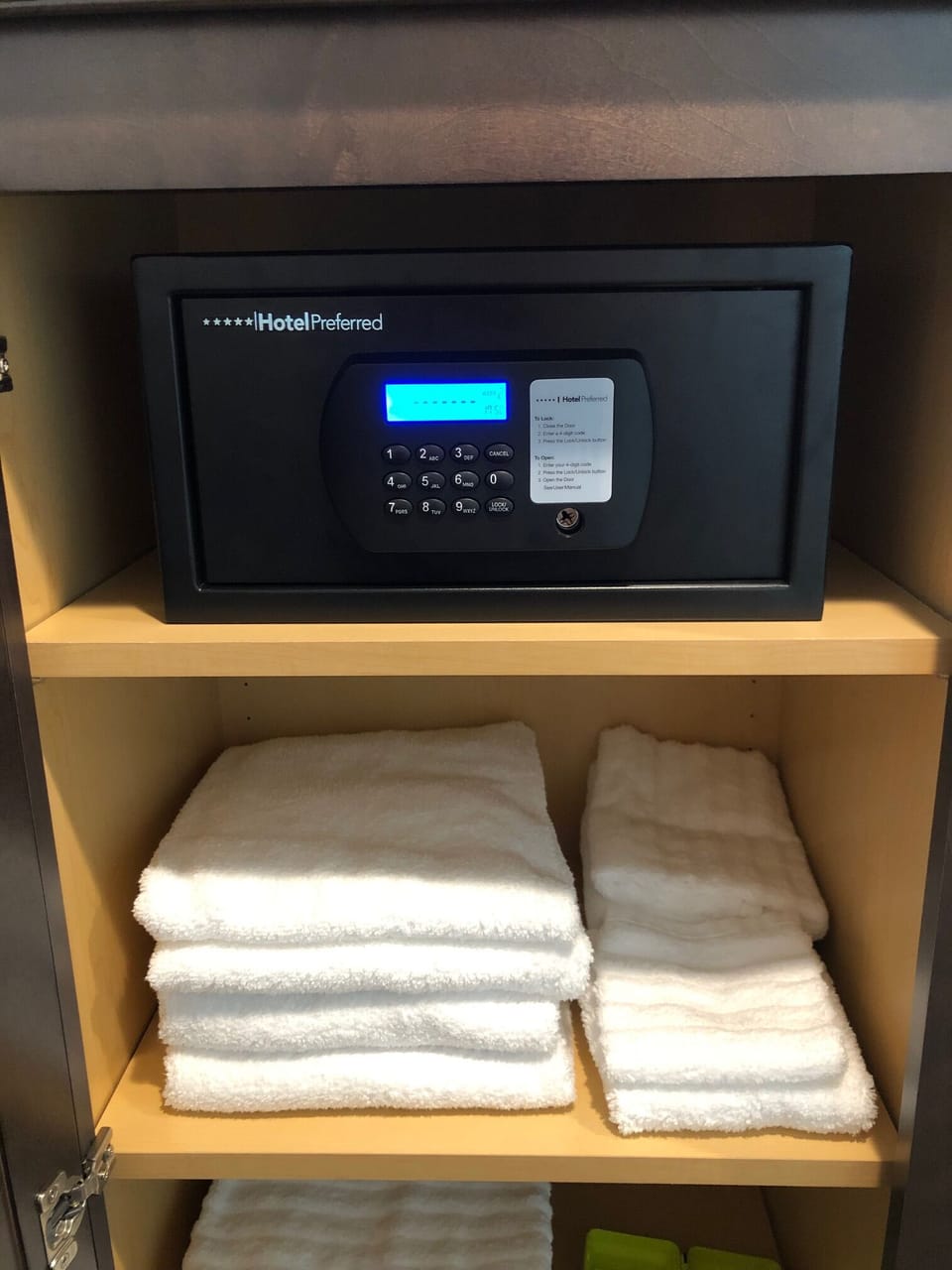 For Your Security a Safe is conveniently located in the hallway linen closet