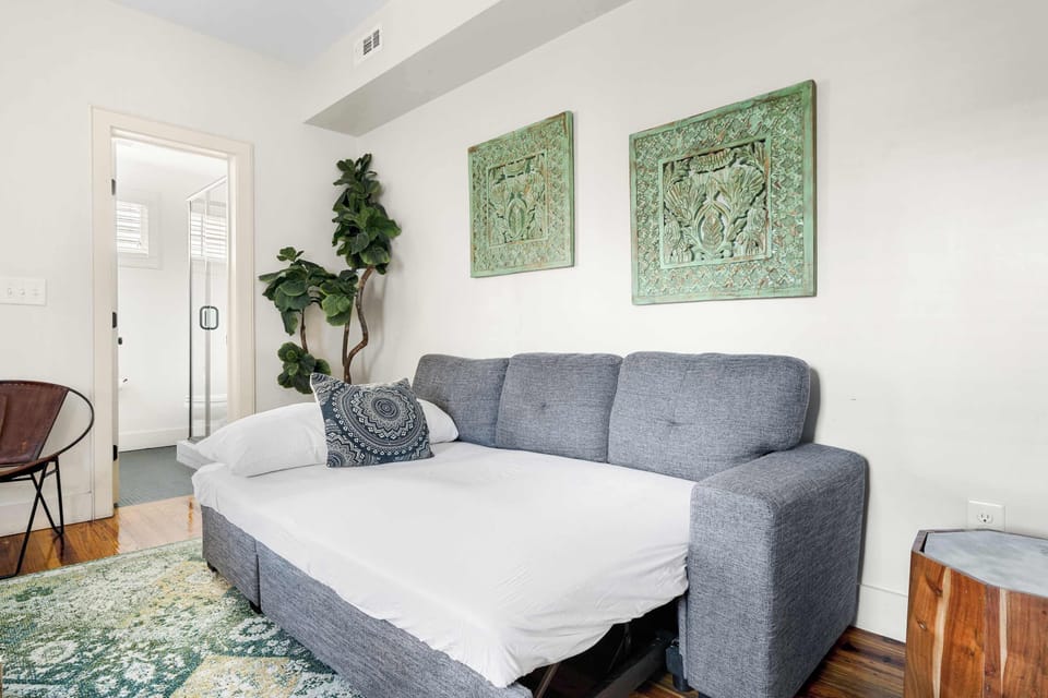 Living room space with a sleeper sofa