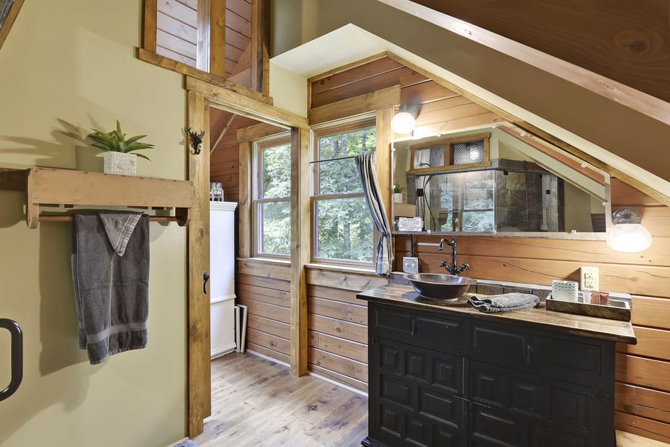 Master suite bathroom on second story 