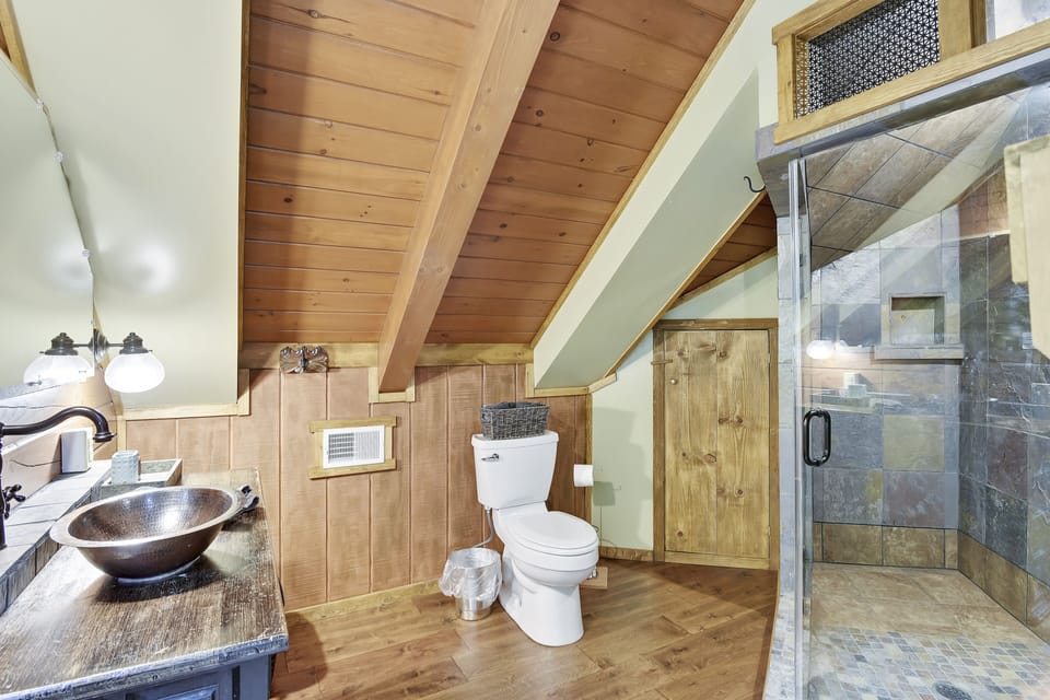 Master suite bathroom on second story 