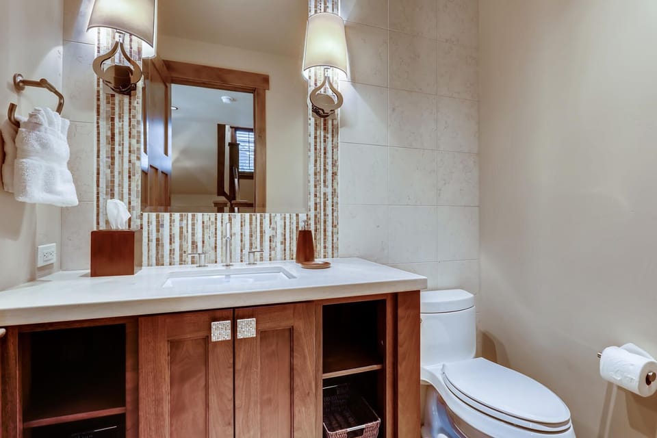 A well-appointed second floor powder room.