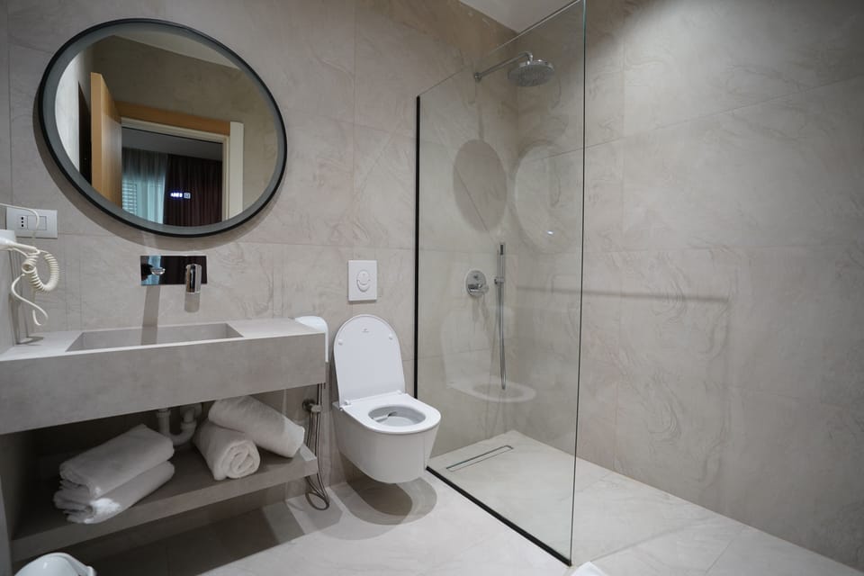 Free toiletries, hair dryer, slippers, towels