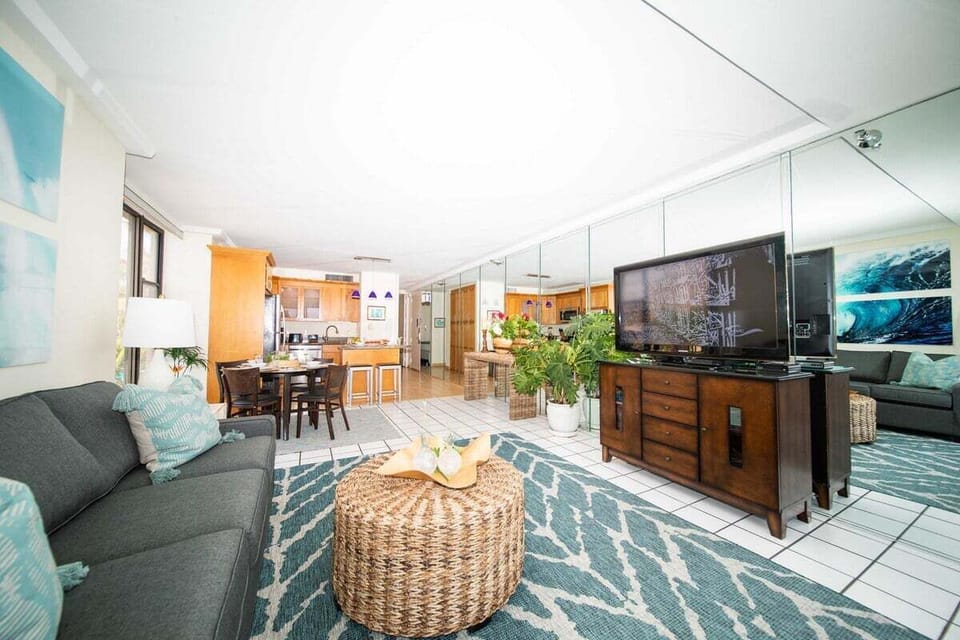 Relax in the inviting living room, complete with a comfortable sleeper sofa
