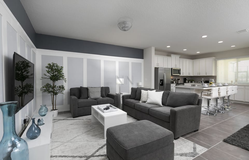 Relax and recharge in style in this cozy yet chic living room